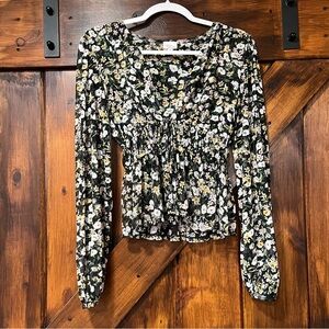 Madison and Berkeley Floral mesh long sleeve top